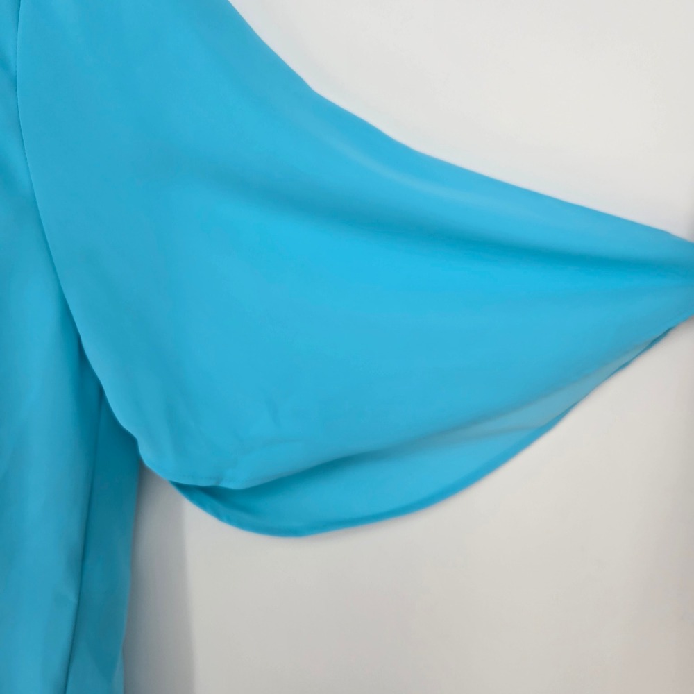 Chico's Robins Egg Blue V-Neck Bell Sleeve Blouse Top Chico's 2 Women's L Casual - Picture 6 of 9